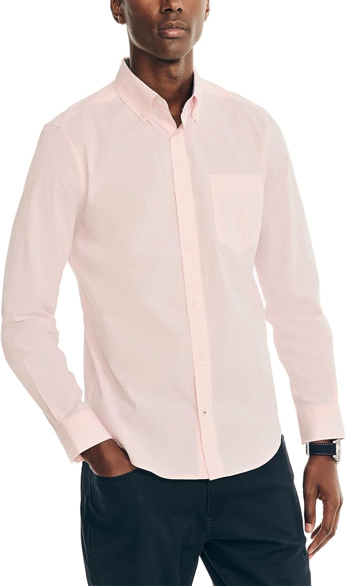 Camisa rosa claro de manga larga para hombre